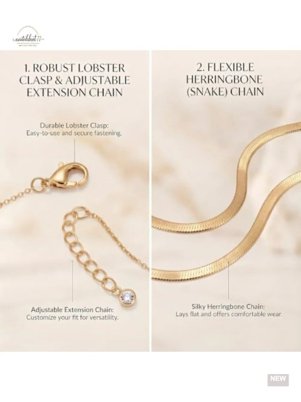 14K Gold Plated Layered Necklace & Bracelet Set, Dainty Pendant Necklace